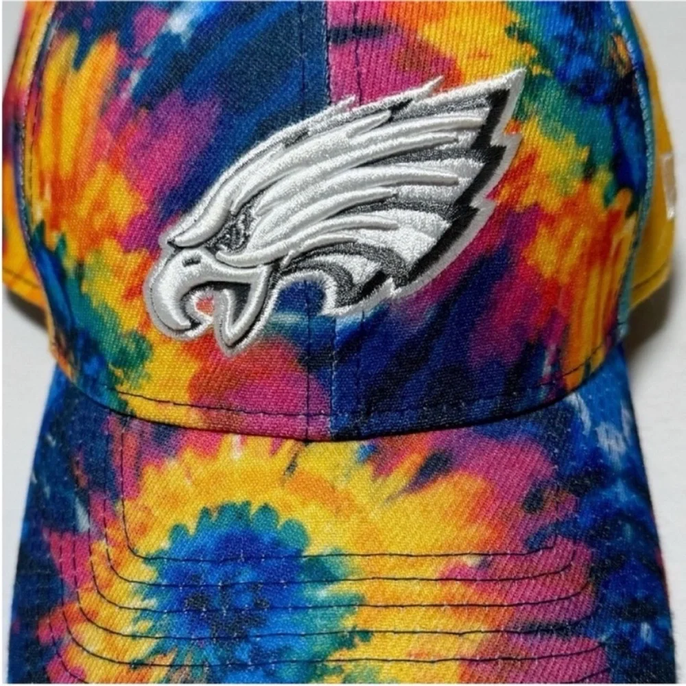 Philadelphia Eagles New Era 2020 Crucial Catch Intercept Cancer Tie Dye Hat